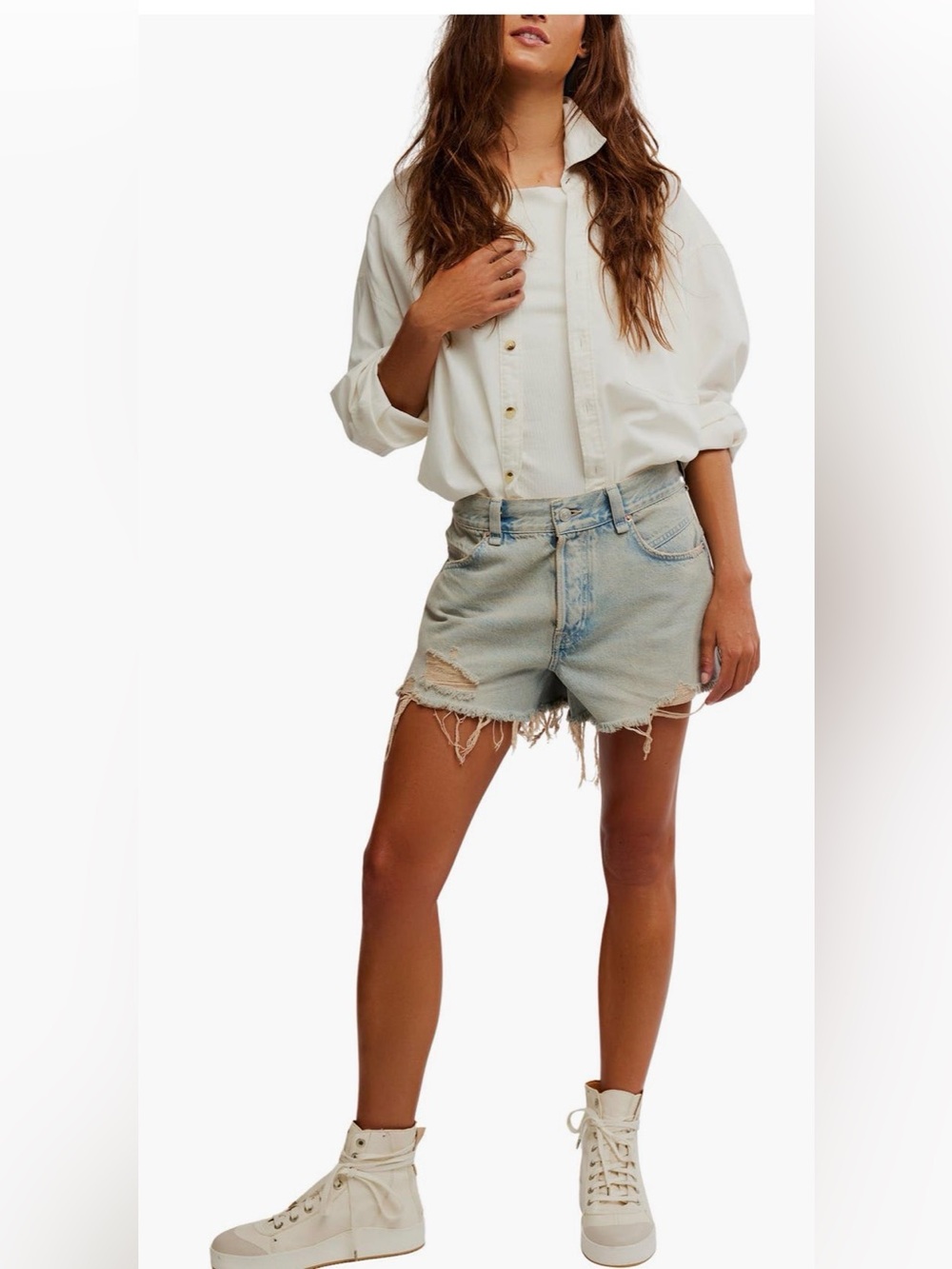 Free People We The Free Now or Never Denim Shorts-Size 30-Color: Well Worn - Picture 1 of 10